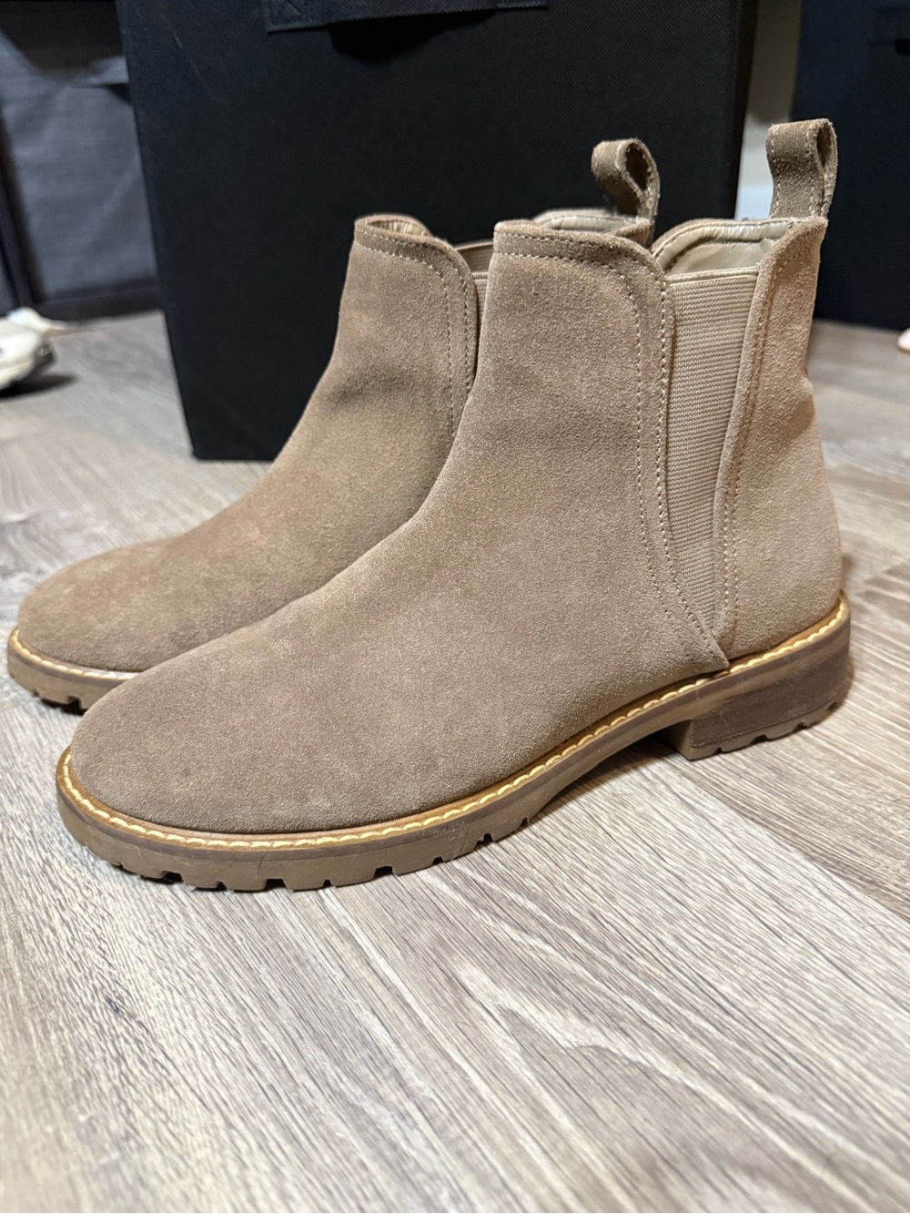 Steve Madden Taupe Suede Chelsea Booties